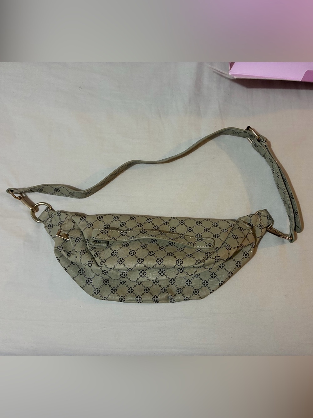 Beige Patterned Women’s Belt Bag - Stylish Crossbody Waist Pouch